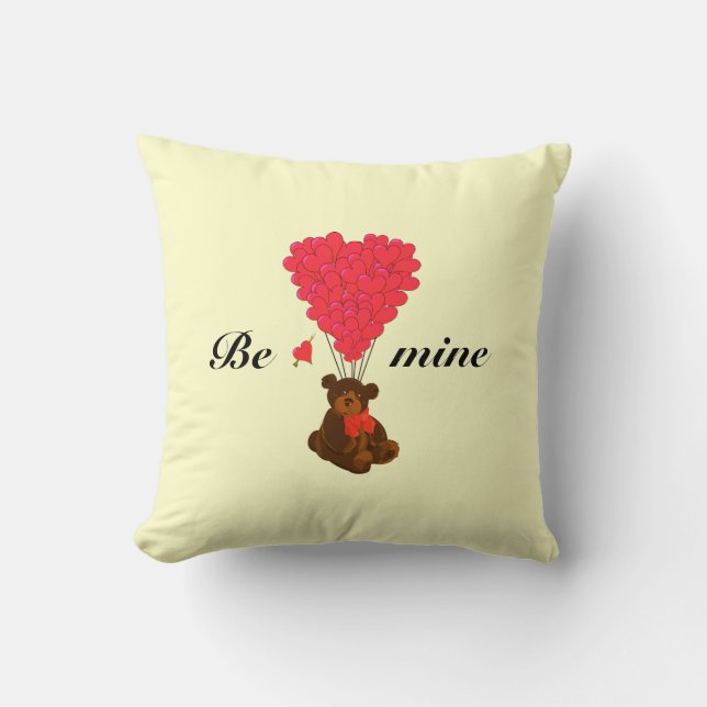 Almofada Crianças bonitas, namorados de ursinho adoram cora (Frente)