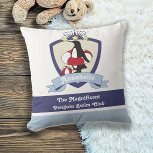Almofada Crianças Clube Nadação Crest Cute Cartoon Pingu
