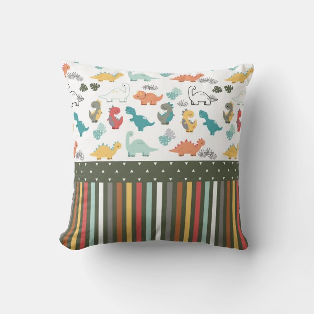Almofada Crianças com padrão de distribuição de dinossauro (Frente)