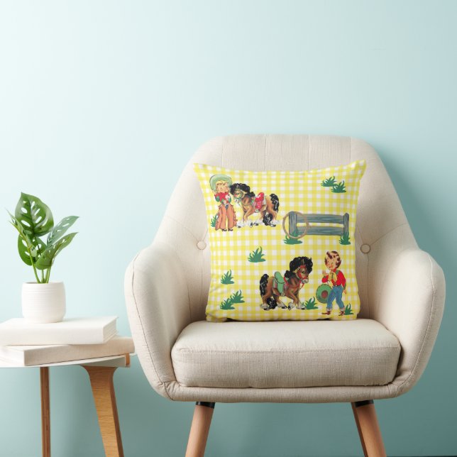 Almofada Crianças De Cowgirl Com Cavalos Presente De Bebê O (Cadeira)