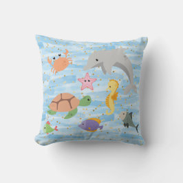Almofada Crianças divertidas animais do mar fofinhos de tar