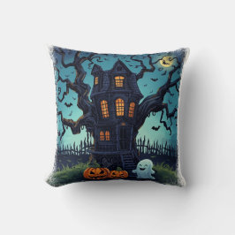 Almofada Crianças em Casa Assombrada no Halloween