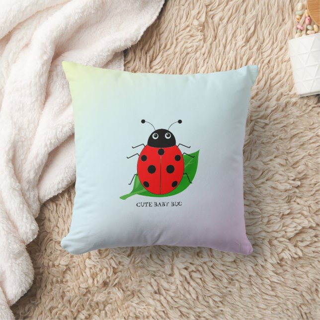 Almofada Crianças Engraçadas, ladybug vermelho e folha verd (Cobertor)