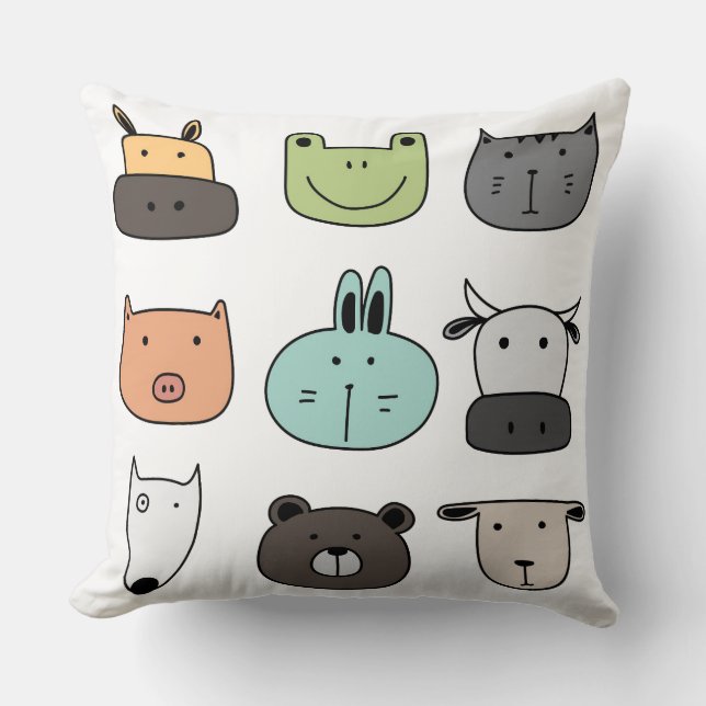 Almofada Crianças Jogam Cushion - Rostos Animais (Frente)