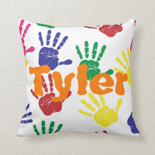 Almofada Crianças Multicoloured do handprint personalizada