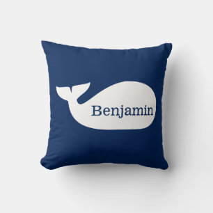 Almofada Crianças Personalizadas de Baleia Branca Azul