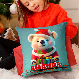 Almofada Crianças Personalizadas do Natal do Urso de Teddy