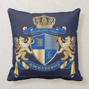 Almofada Criar seu próprio emblema Dourado azul do leão d