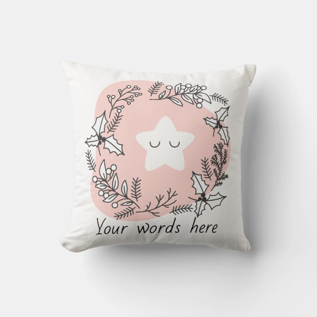 Almofada Crie a sua estrela de Natal retrô (Frente)