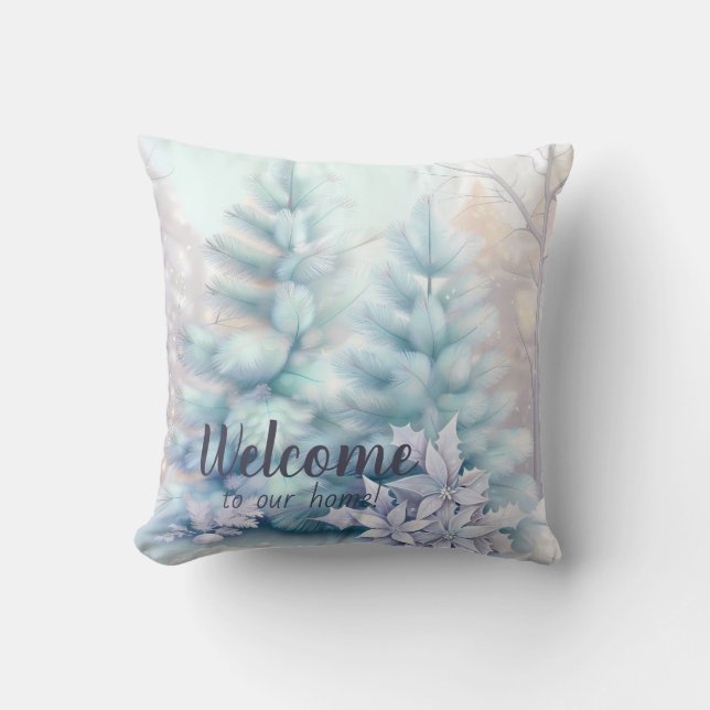 Almofada Crie a sua floresta de pinheiro romântico (Frente)