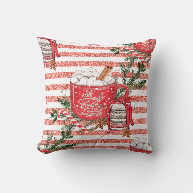 Almofada Crie O Seu Próprio Frio Fora Das Estrias Vermelhas (Frente)