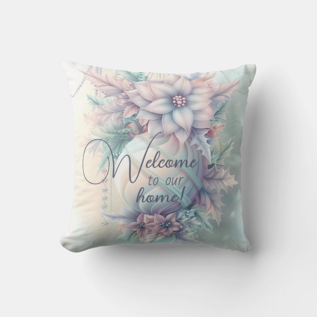 Almofada Crie O Seu Próprio Ornamento De Poinsettias De Nat (Frente)