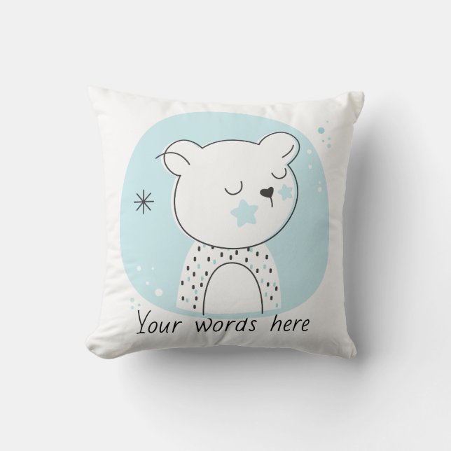 Almofada Crie o seu próprio Urso Retro de Teddy Azul Natal (Frente)