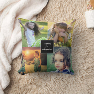 Almofada Crie os monogramas de colagem de fotos da sua fam
