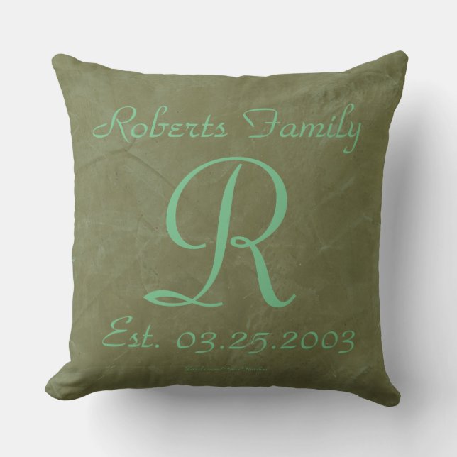 Almofada Crie Os Seus Próprios Monogramas Verdes Do Seafoam (Frente)