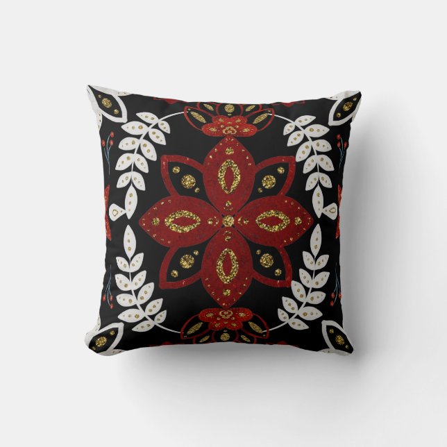 Almofada Crie os seus próprios Motivos Florais Nórdicos Ver (Frente)