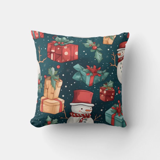 Almofada Crie seu próprio boneco de neve verde (Frente)