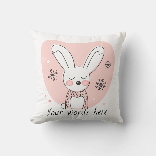 Almofada Crie seu próprio coelho retrô de Natal laranja (Frente)