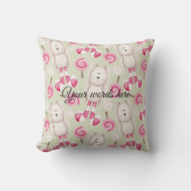 Almofada Crie seu próprio coelhos de hortelã-pimenta no Nat (Frente)