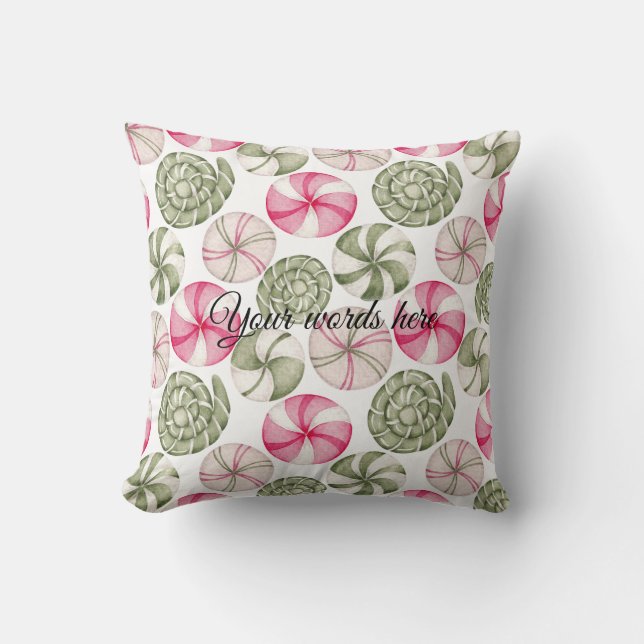 Almofada Crie seu próprio doce de hortelã-pimenta no Natal (Frente)