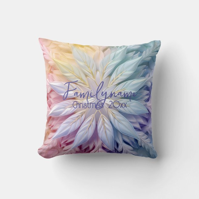 Almofada Crie seu próprio floco de neve de Natal Rainbow (Frente)