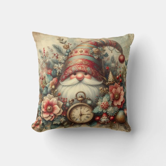 Almofada Crie seu próprio Natal vintage Gnomo (Frente)