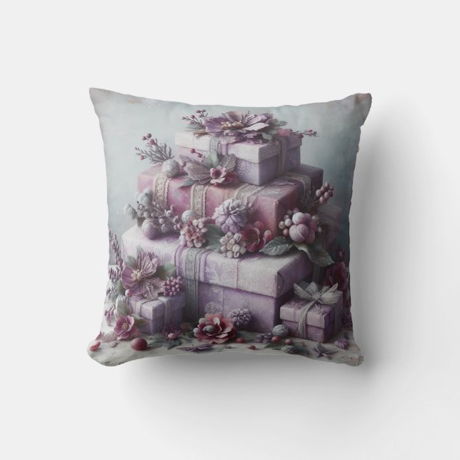 Almofada Crie seu próprio roxo romântico presente (Frente)