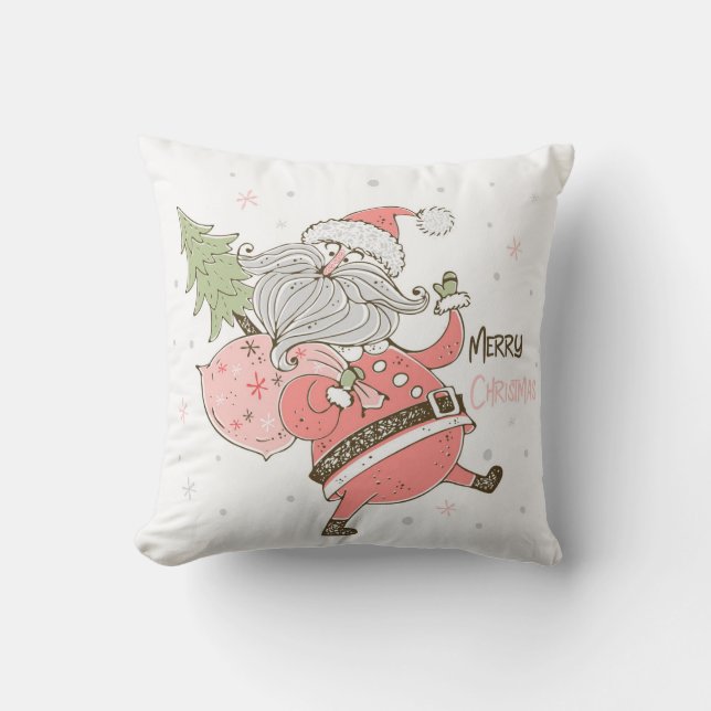 Almofada Crie seus Papais noeis brancos brancos brancos (Frente)