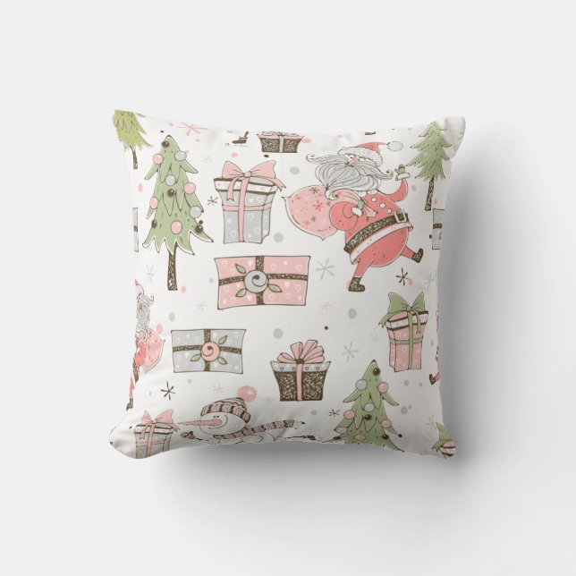 Almofada Crie seus Papais noeis Whimsical e Snowman (Frente)