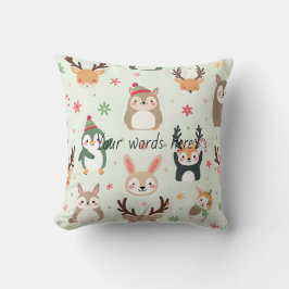 Almofada Crie Seus Próprios Animais de Natal Kawaii Verdes