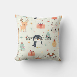 Almofada Crie Seus Próprios Animais de Natal Kawaii Verdes