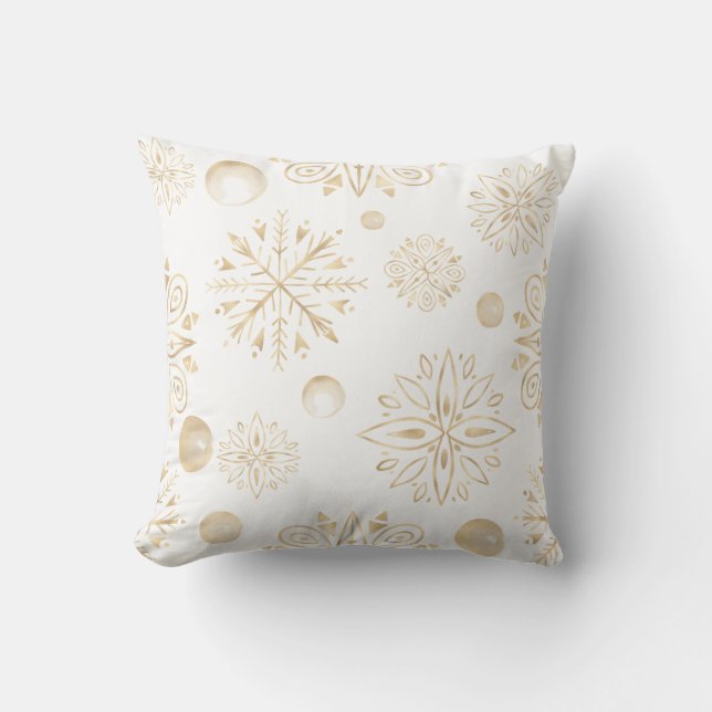 Almofada Crie seus próprios flocos de neve Dourados e Berri (Frente)