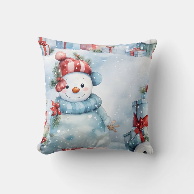 Almofada Crie seus próprios presentes na neve (Frente)