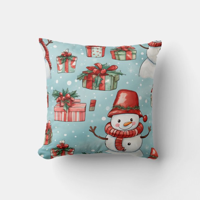 Almofada Crie Seus Próprios Snowmen Cheery (Frente)