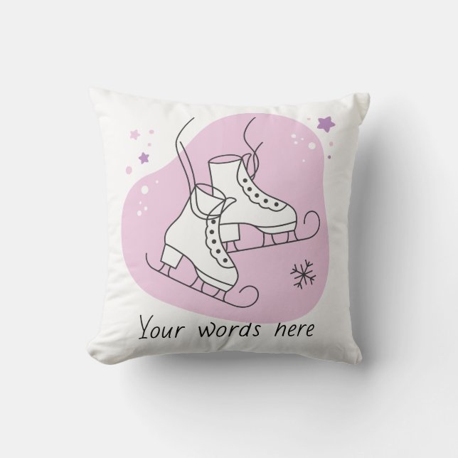 Almofada Crie seus Skates de gelo estrelado cor-de-rosa (Frente)