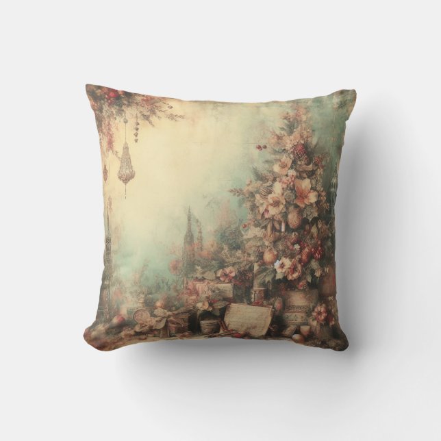 Almofada Crie sua própria árvore de Natal vitoriana românti (Frente)