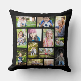Almofada Crie sua própria colagem de fotos múltiplas Preto