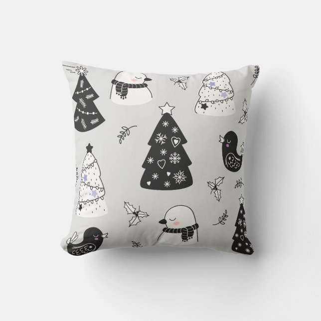 Almofada Crie suas próprias Cinzas Árvores de Natal e Pássa (Frente)