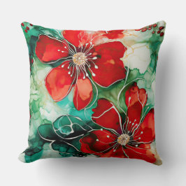 Almofada Crimson Yuletide Blooms Botânico