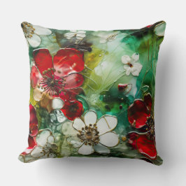Almofada Crimson Yuletide Blooms Botânico