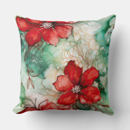 Almofada Crimson Yuletide Blooms Botânico