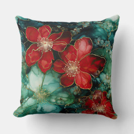 Almofada Crimson Yuletide Blooms Botânico