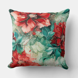 Almofada Crimson Yuletide Blooms Botânico