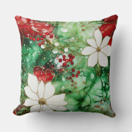 Almofada Crimson Yuletide Blooms Botânico