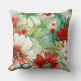 Almofada Crimson Yuletide Blooms Botânico