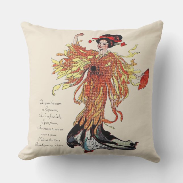 Almofada Crisântemo da acção de graças da rima de berçário (Frente)