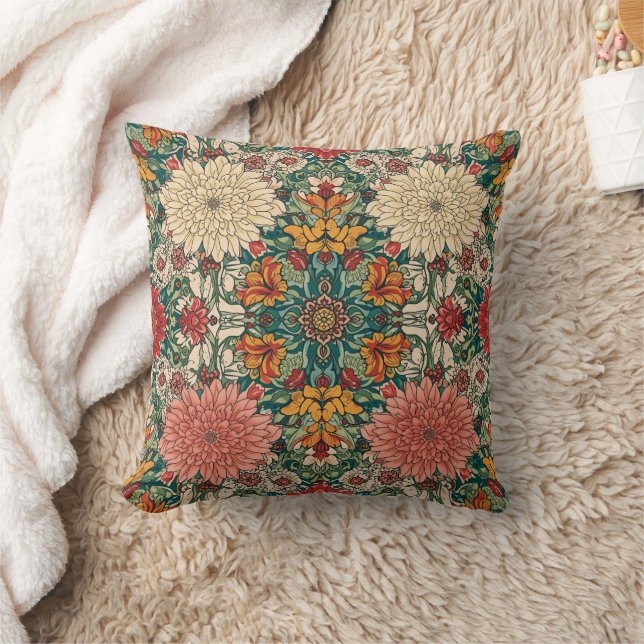 Almofada Crisântemos Florais Art Nouveau de William Morris (Cobertor)