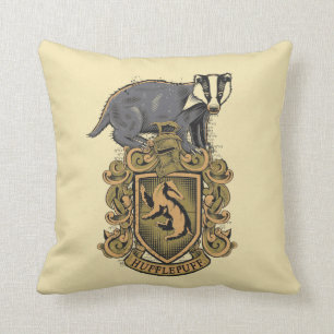 Almofada Crista de Harry Potter Hufflepuff com texugo