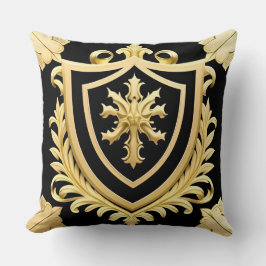 Almofada Crista Dourada Ornamentada com Escudo e Detalhes F