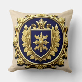 Almofada Crista Ornamentada Dourada Elegante Inspirada na I